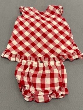 Sophie and Lucas red plaid bloomer set